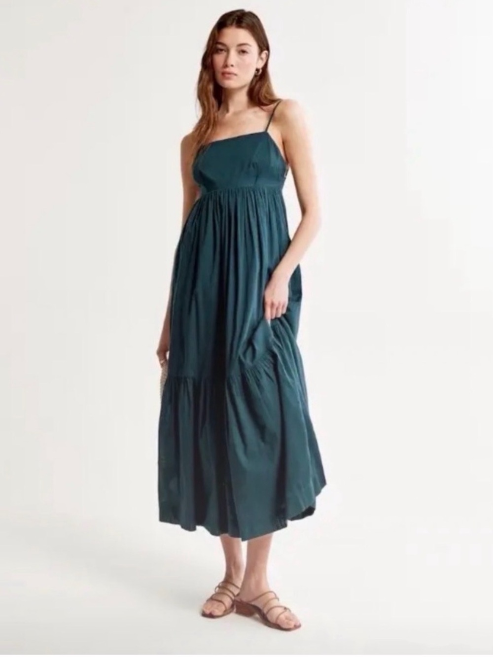 Abercrombie and Fitch Dark Teal Spaghetti-Strap Maxi Dress #1353 - Picture 1 of 9